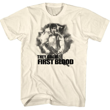 Rambo Mens S/S T-Shirt - First Blood - Solid Natural