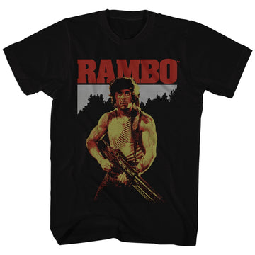 Rambo Mens S/S T-Shirt - Real Rambo - Solid Black