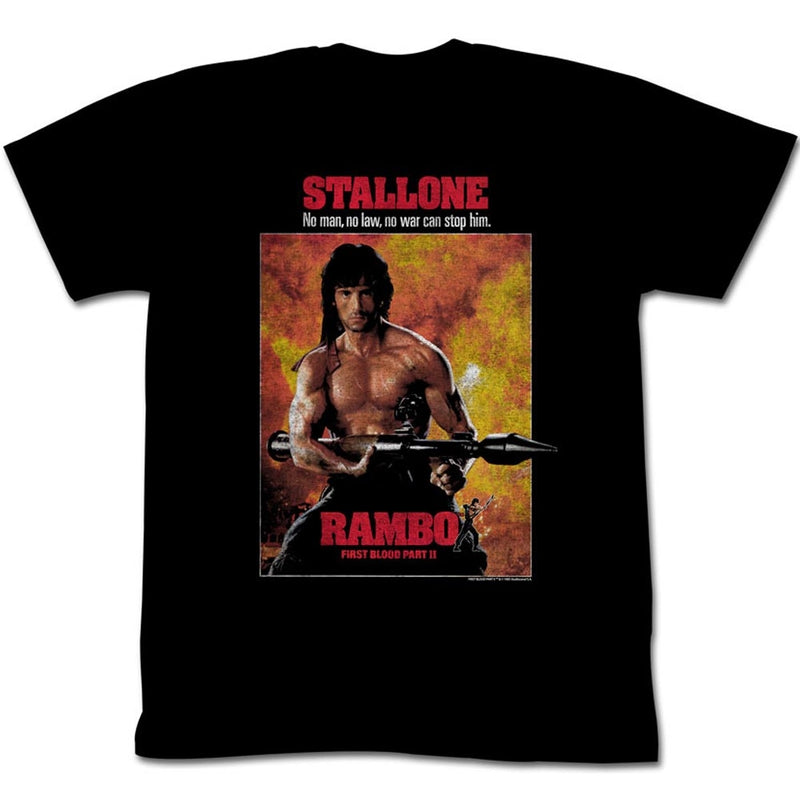 Rambo Mens S/S T-Shirt - Part Ii - Solid Black
