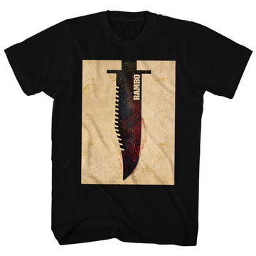 Rambo Mens S/S T-Shirt - Knife - Solid Black