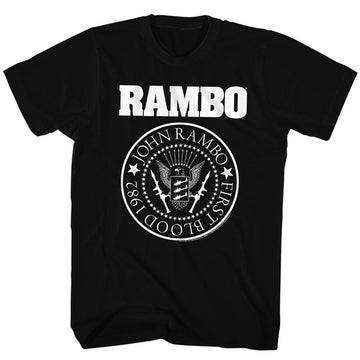 Rambo Mens S/S T-Shirt - Rambones - Solid Black
