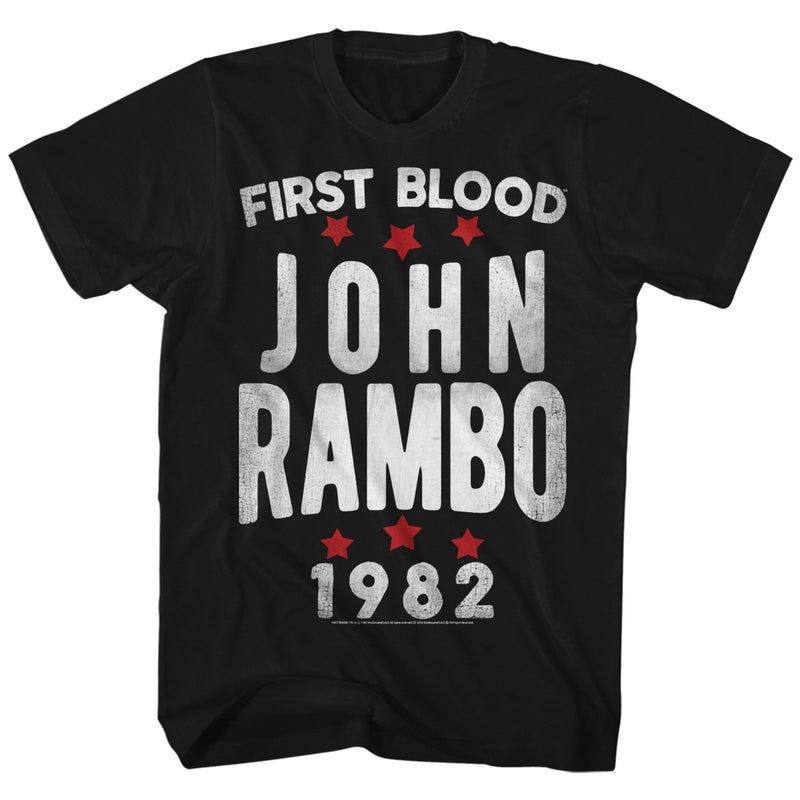 Rambo Mens S/S T-Shirt - Stars - Solid Black