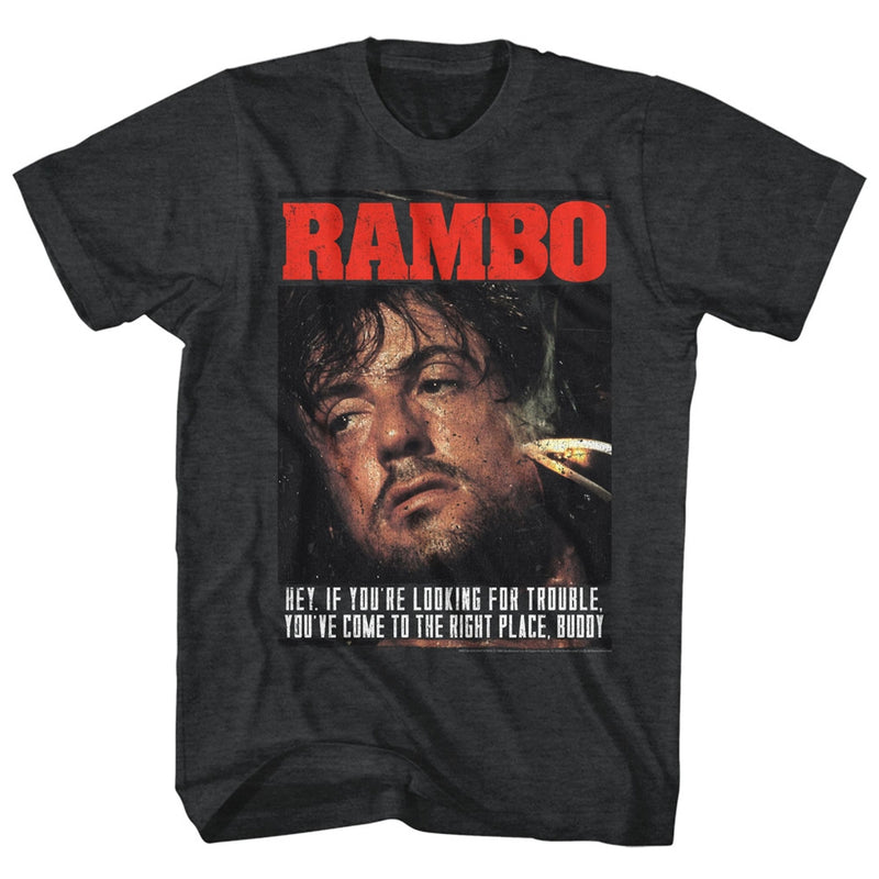 Rambo Mens S/S T-Shirt - Gimme Dat Sizzle - Heather Black Heather