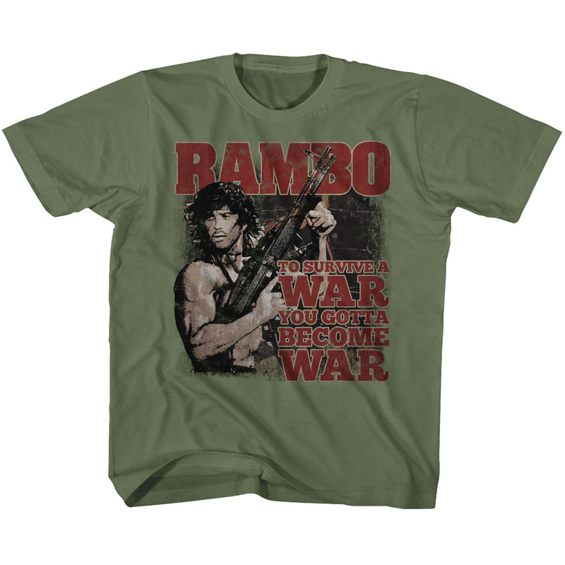 Rambo Youth S/S T-Shirt - Become War - Solid Military Green