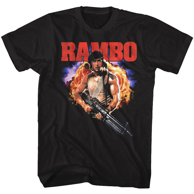 Rambo Mens S/S T-Shirt - Exploooooode - Solid Black