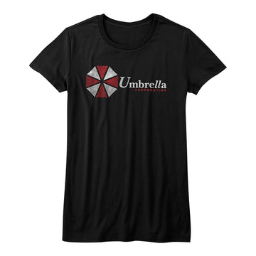 Resident Evil Girls Juniors S/S T-Shirt - Umbrella - Solid Black