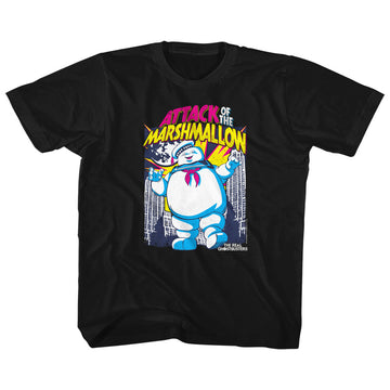 Real Ghostbusters Toddler S/S T-Shirt - Marshmallow Attacks - Solid Black