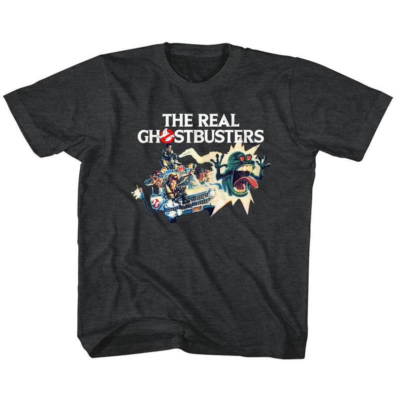 Real Ghostbusters Toddler S/S T-Shirt - Car Chase - Heather Black Heather