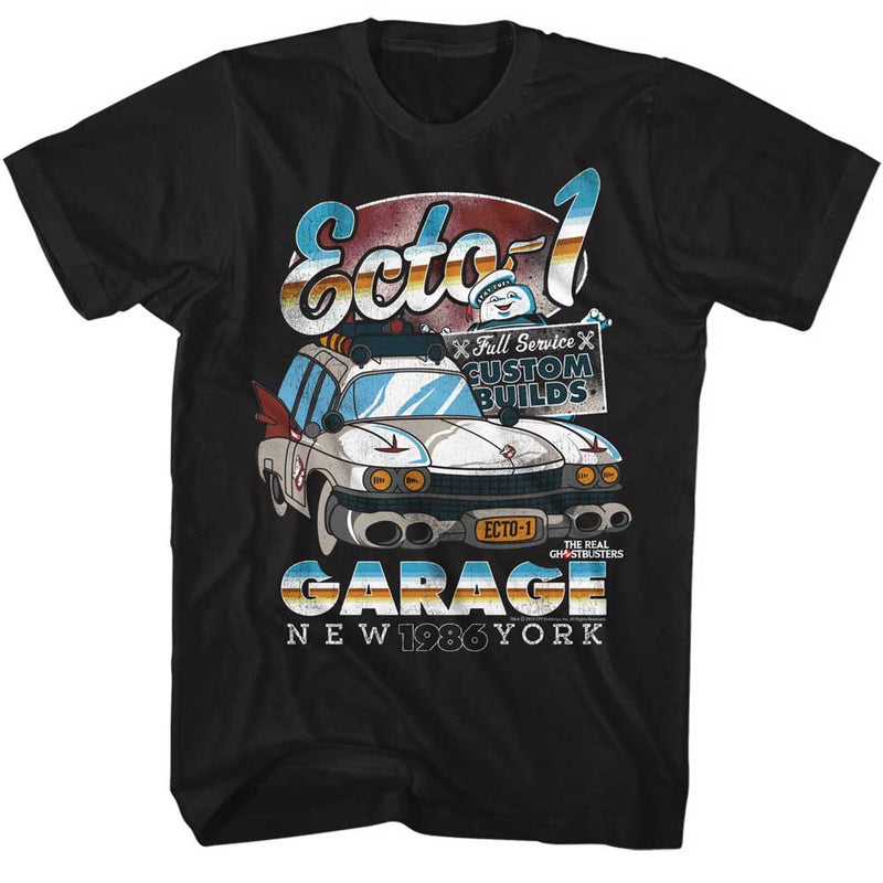 Real Ghostbusters Mens S/S T-Shirt - Ecto-1 - Solid Black