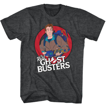 Real Ghostbusters Mens S/S T-Shirt - Venkman - Heather Black Heather