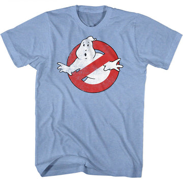 Real Ghostbusters Mens S/S T-Shirt - Logo - Heather Light Blue Heather
