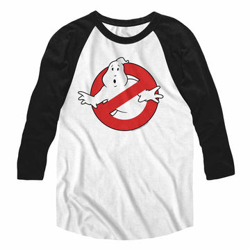 Real Ghostbusters Mens 3/4 Sleeve Raglan - Symbol - Solid/Solid White/Black