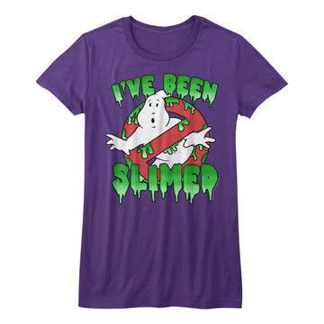 The Real Ghostbusters Girls Juniors S/S T-Shirt - Slimed! - Solid Purple
