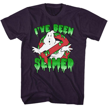 The Real Ghostbusters Mens S/S T-Shirt - Slimed! - Heather Blackberry Heather