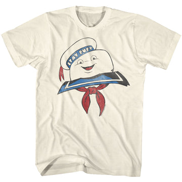 The Real Ghostbusters Mens S/S T-Shirt - Stay Puft Head - Solid Natural