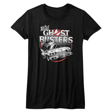 The Real Ghostbusters Girls Juniors S/S T-Shirt - The Car - Solid Black