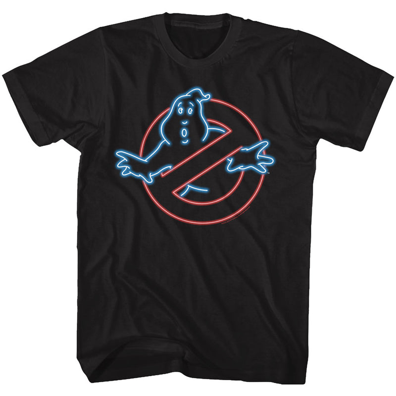 The Real Ghostbusters Mens S/S T-Shirt - Neon Ghost - Solid Black