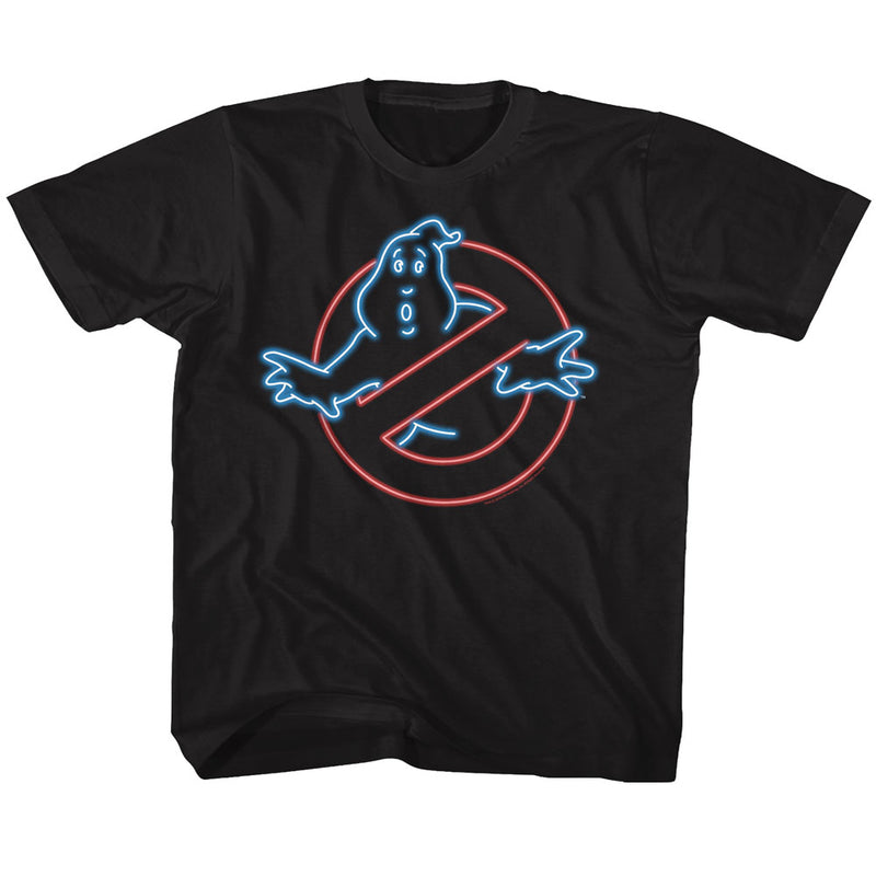 The Real Ghostbusters Youth S/S T-Shirt - Neon Ghost - Solid Black