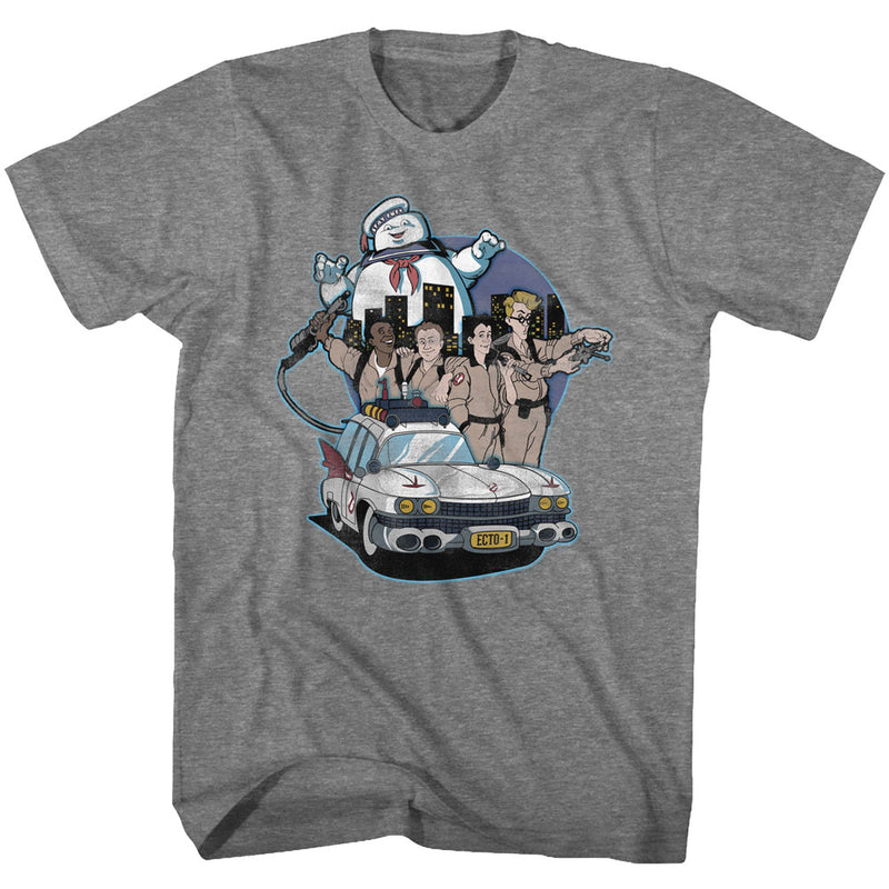 The Real Ghostbusters Mens S/S T-Shirt - Bustin' Buddies - Heather Graphite Heather