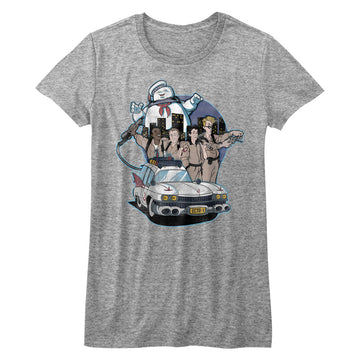 The Real Ghostbusters Girls Juniors S/S T-Shirt - Bustin' Buddies - Heather Gray Heather