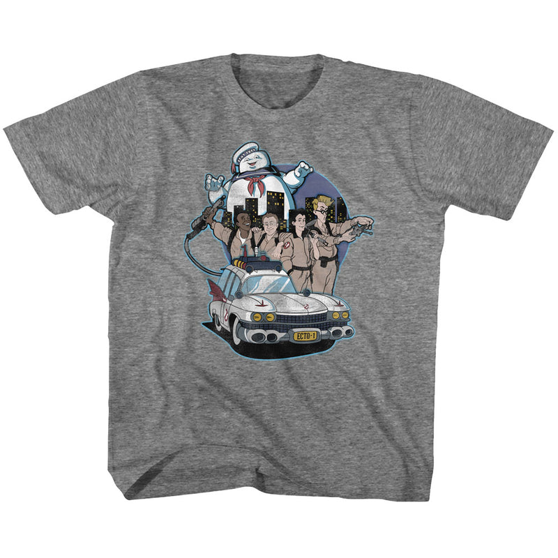 The Real Ghostbusters Youth S/S T-Shirt - Bustin' Buddies - Heather Graphite Heather