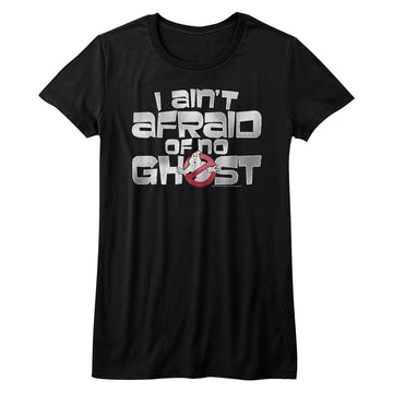 The Real Ghostbusters Girls Juniors S/S T-Shirt - Ain'T Afraid - Solid Black