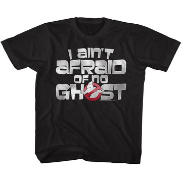 The Real Ghostbusters Youth S/S T-Shirt - Ain'T Afraid - Solid Black