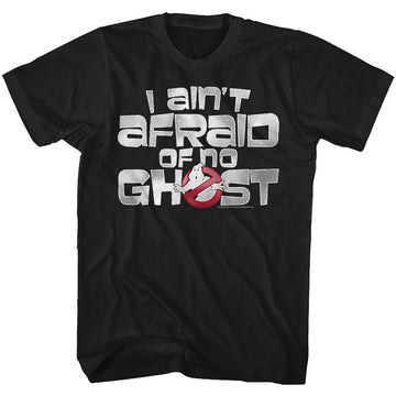 The Real Ghostbusters Mens S/S T-Shirt - Ain'T Afraid - Solid Black