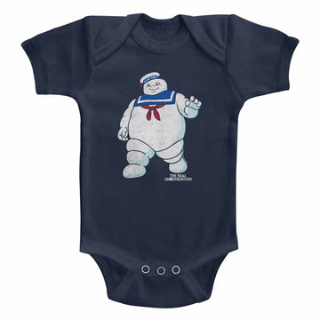 Real Ghostbusters Infant S/S Bodysuit - Mr Stay Puft 2 - Solid Navy