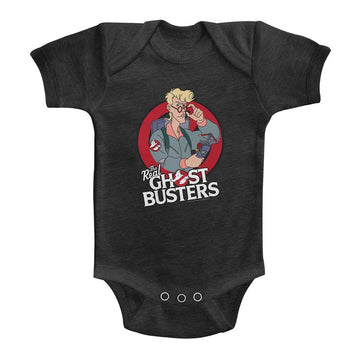 Real Ghostbusters Infant S/S Heather Bodysuit - Egon - Heather Vintage Smoke