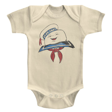 The Real Ghostbusters Infant S/S Bodysuit - Stay Puft Head - Solid Natural