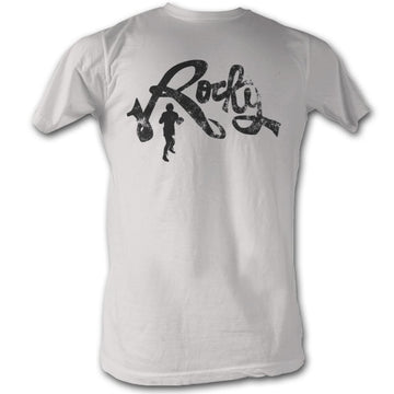 Rocky Mens S/S T-Shirt - Rocky Cursive - Solid White