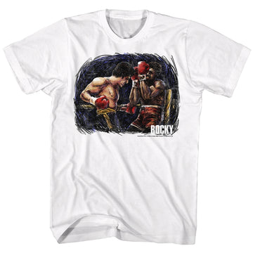 Rocky Mens S/S T-Shirt - Rocky Vs. Apollo Painting - Solid White