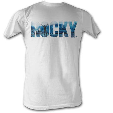 Rocky Mens S/S T-Shirt - Rocky Blue - Solid White