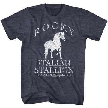 Rocky Mens S/S T-Shirt - Rocky Horse - Heather Navy Heather
