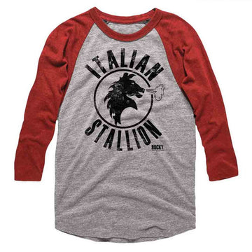 Rocky Mens 3/4 Sleeve Raglan - Stallion - Solid/Solid Gray Heather/Vintage Red