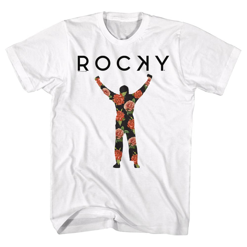 Rocky Mens S/S T-Shirt - Flower 2 - Solid White