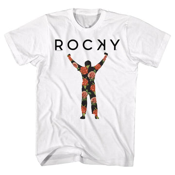 Rocky Mens S/S T-Shirt - Flower 2 - Solid White