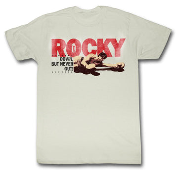 Rocky Mens S/S T-Shirt - Downbut Never Out - Solid White