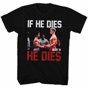 Rocky Mens S/S T-Shirt - He Dies - Solid Black