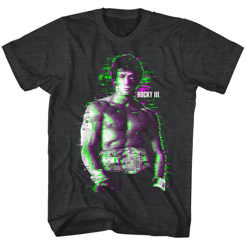 Rocky Mens S/S T-Shirt - Glitchy - Heather Black Heather
