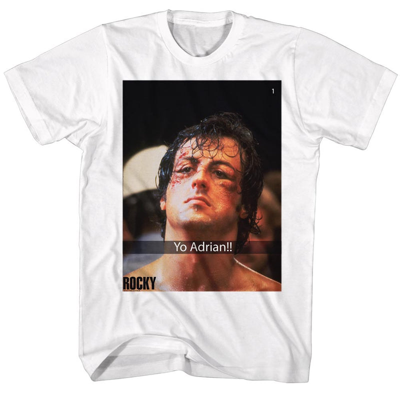 Rocky Mens S/S T-Shirt - Yo Adrian Snap - Solid White