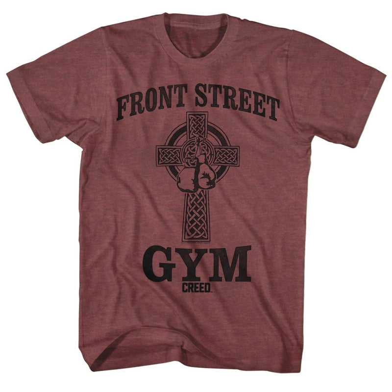 Rocky Mens S/S T-Shirt - Frontstreetgym - Heather Vintage Maroon Heather