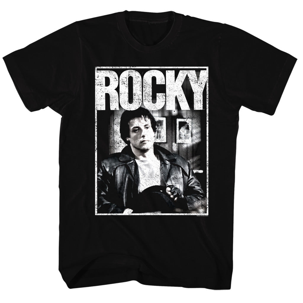 Rocky Mens S/S T-Shirt - Rocky Sitting - Solid Black