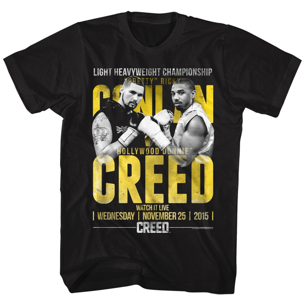 Rocky Mens S/S T-Shirt - Conlan Vs Creed - Solid Black