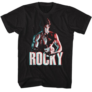 Rocky Mens S/S T-Shirt - 3D Muscles - Solid Black