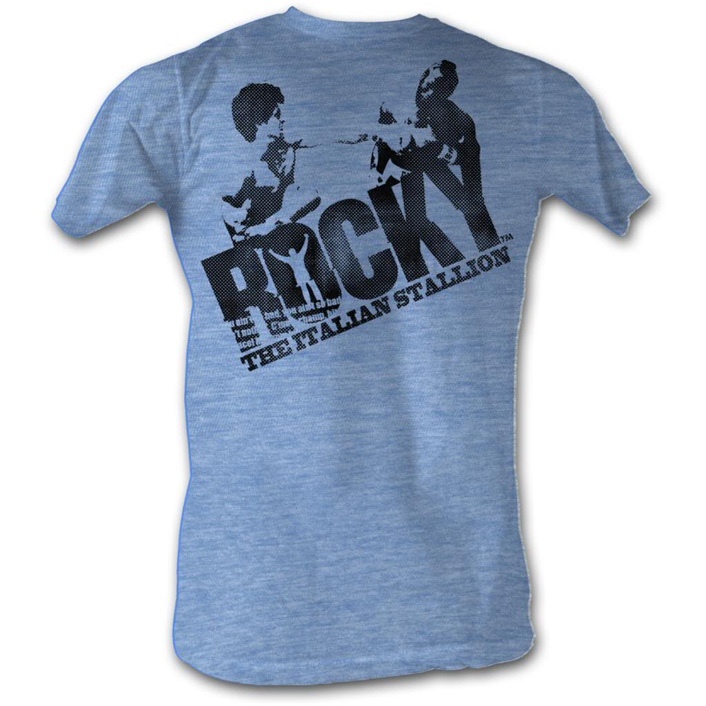 Rocky Mens S/S T-Shirt - Halftone Logo - Heather Light Blue Heather