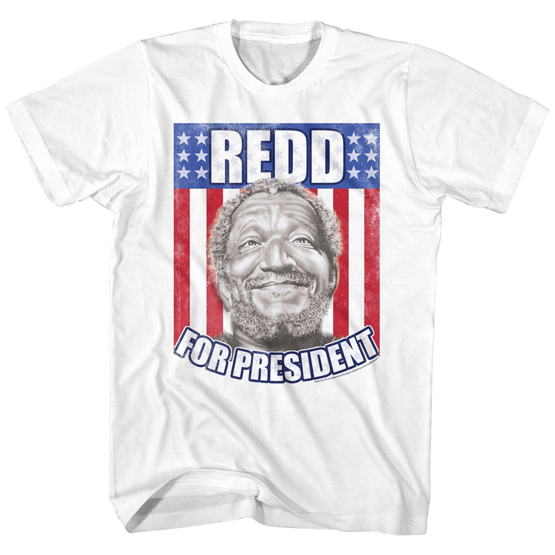 Redd Foxx Mens S/S T-Shirt - Foxx For President - Solid White