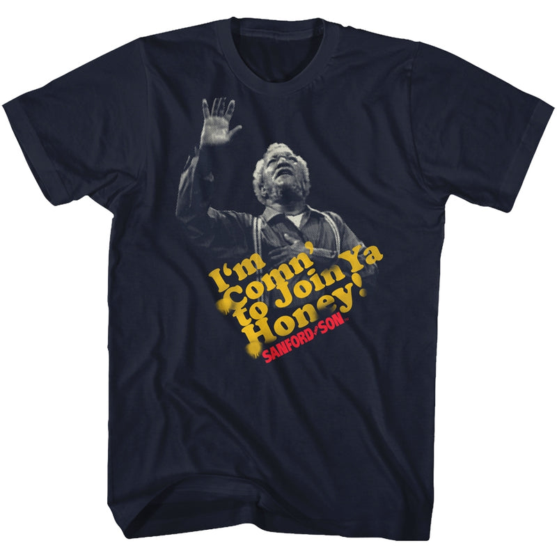 Redd Foxx Mens S/S T-Shirt - Comn To Ya Honey - Solid Navy