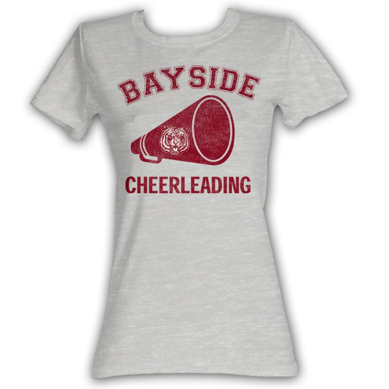 Saved By The Bell Girls Juniors S/S T-Shirt - Cheerleading - Heather Gray Heather